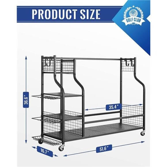 Golf Storage Garage Organizer Golf Bag Storage Stand and Other Golfing Equipment - Picture 7 of 8